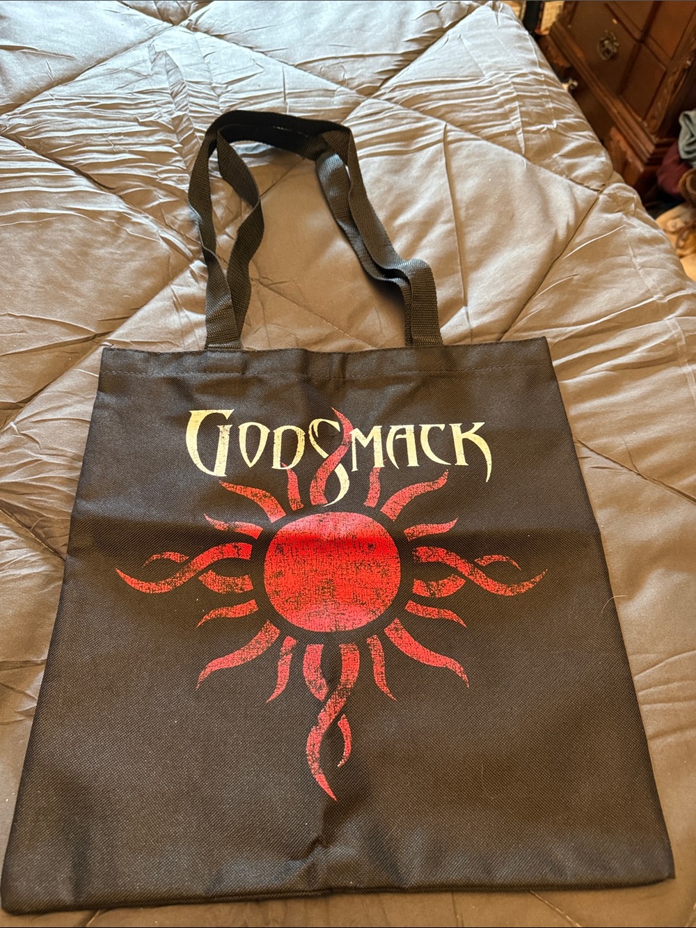 🎶 Godsmack Black Tote Bag with Red Sun Graphic NEW